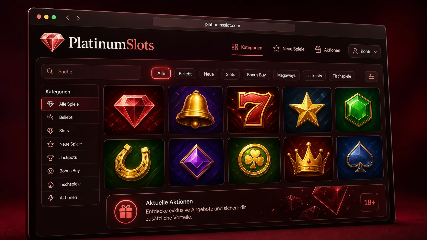 Aufbau und Bedienung von PlatinumSlots